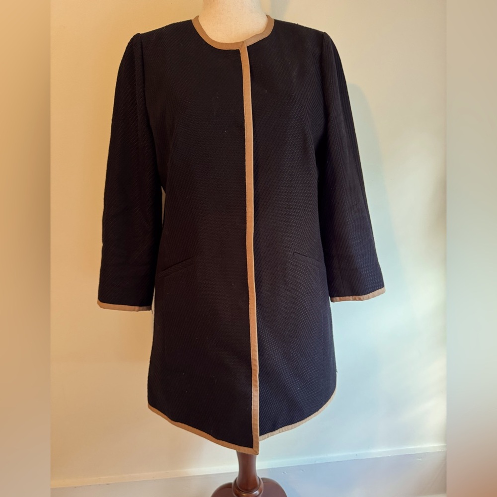 Talbots Black Jacket with Tan Trim – Size 10